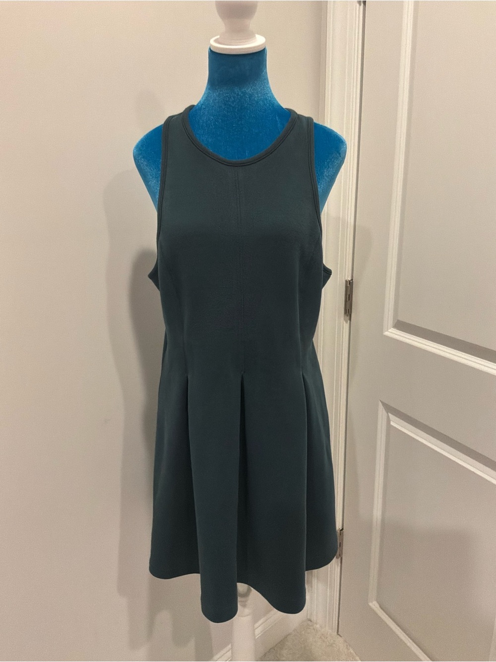 Athleta Dark Teal Sleeveless Fit-and-Flare Mini Dress